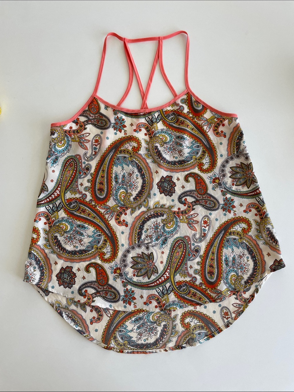 ELODIE Multicolor Paisley Camisole with Coral Straps | small